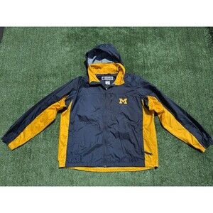Columbia Michigan Mens Size XL Windbreaker Jacket Hidden Hood Full Zip Vented